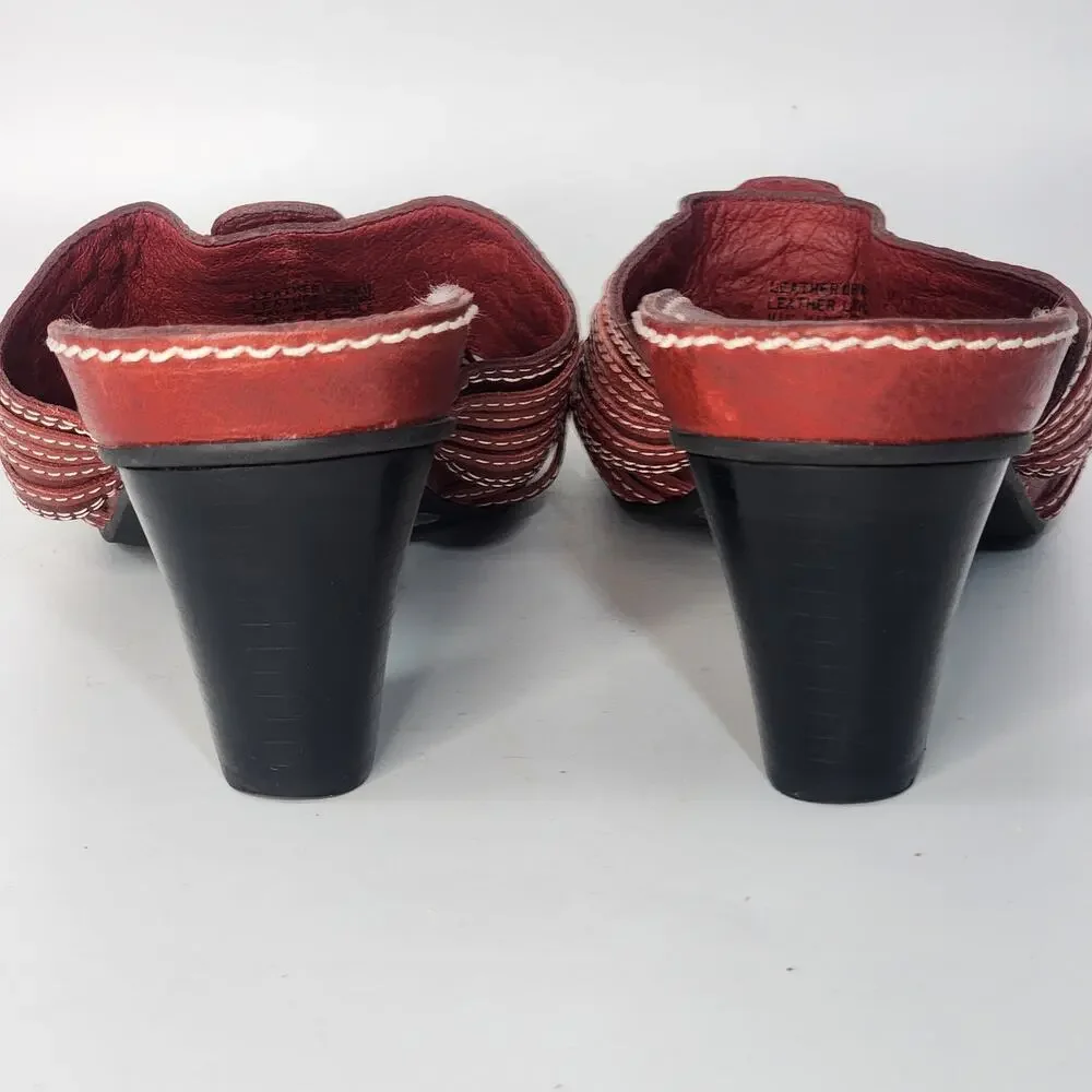 Nurture Red Leather Heeled Sandals Women's Size 9.5 M